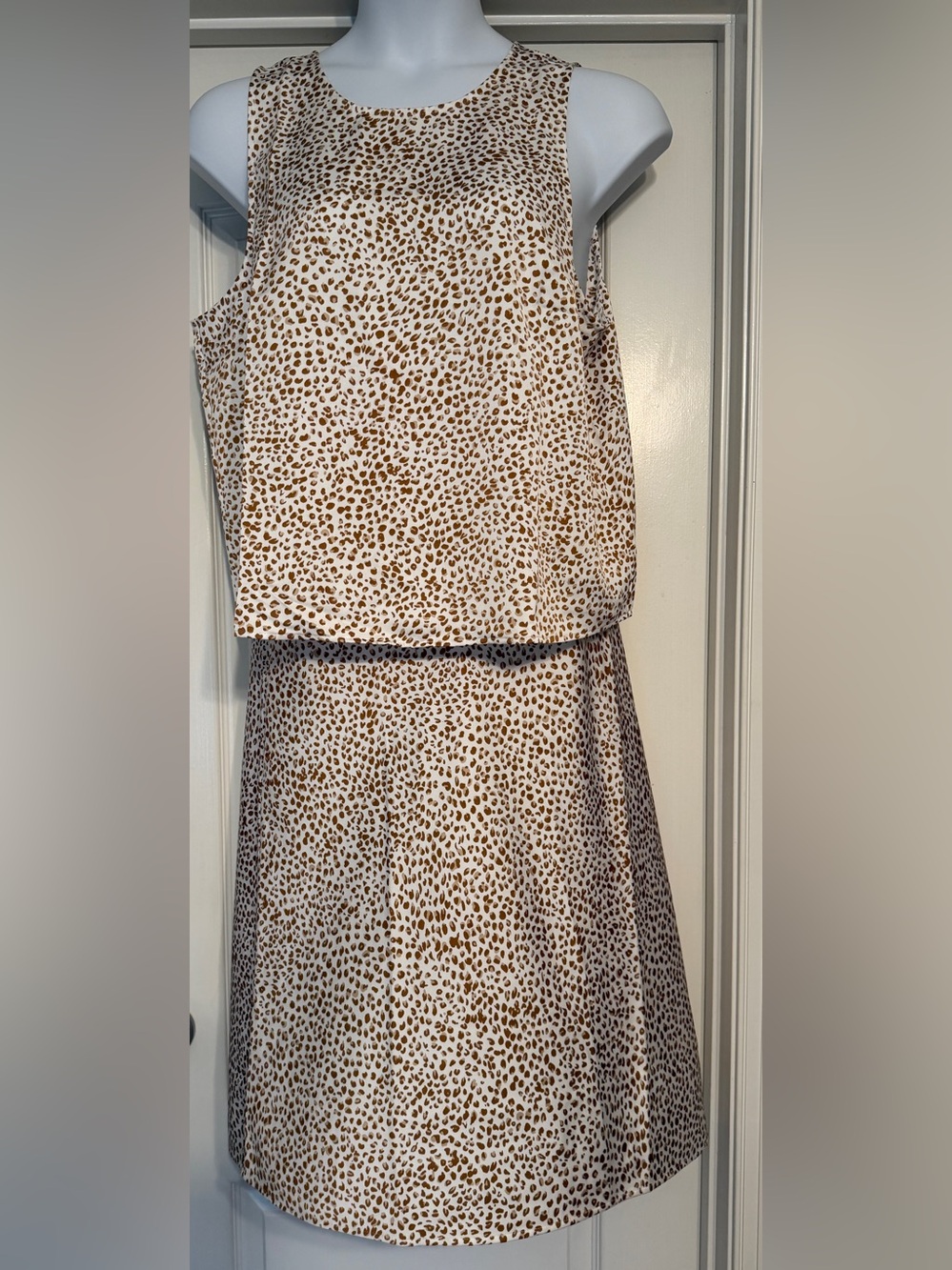 J. Crew Factory White and Brown Leopard Print Two-Piece Set